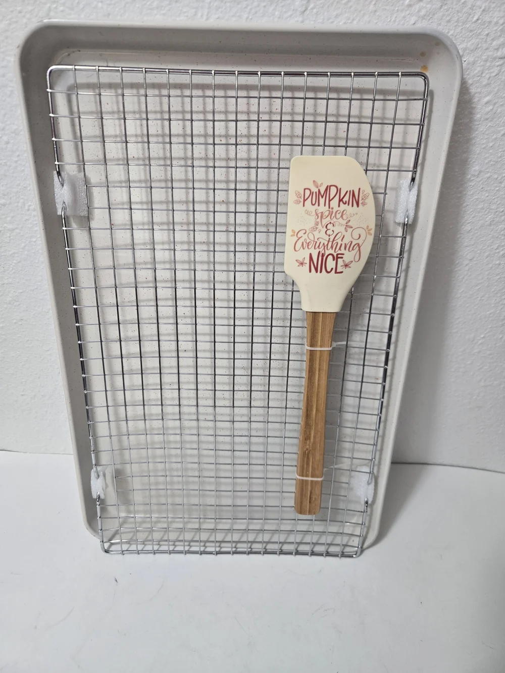 Cream Pumpkin Spice Silicone Spatula with Wood Handle